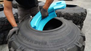 Defense vehicle equipped with Atlantic DC heavy duty wheels built for combat and remote travel.